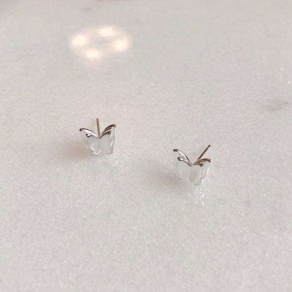 S925 Sterling Silver Butterfly Stud Earrings - Picture 1 of 7